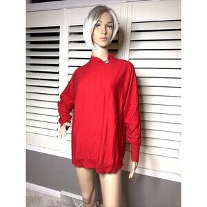 CHICOS Red LG Sweater large red sweater with rhinestone bling detail @ neck